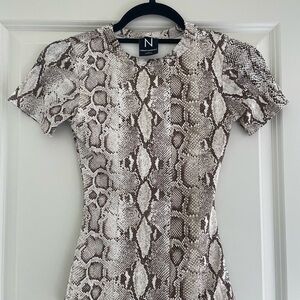 Naked Wardrobe Brown Snake Print Dress